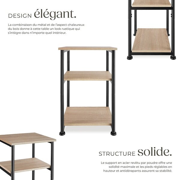 TECTAKE - Table d’appoint Memphis 34x30x59cm Bois clair industriel, Chêne Sonoma - large