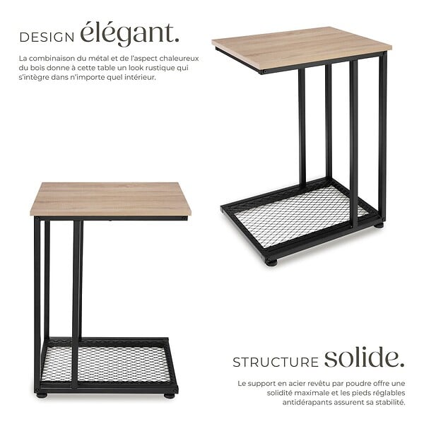 TECTAKE - Table d’appoint ETON 48x35x66cm Bois clair industriel, Chêne Sonoma - large