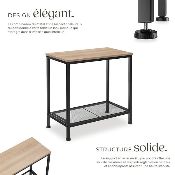 TECTAKE - Table d’appoint FILTON 60x30,5x60,5cm Bois clair industriel, Chêne Sonoma - large