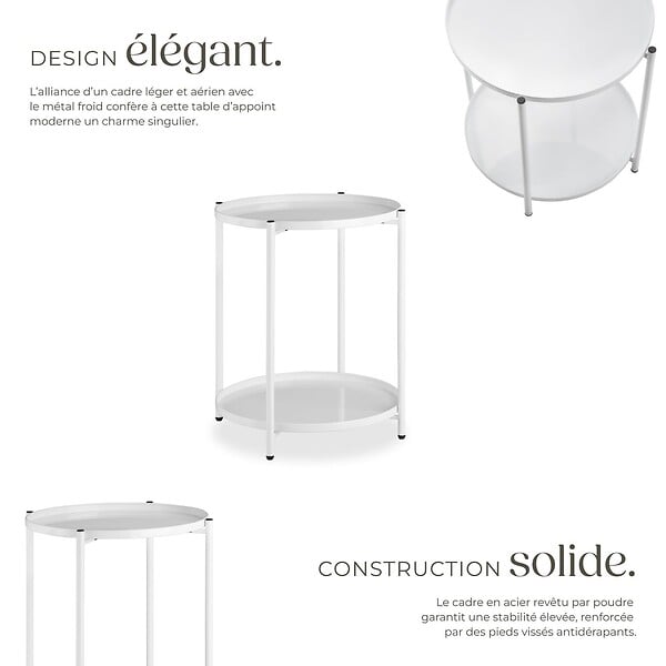 TECTAKE - Table d’appoint OXFORD blanc - large