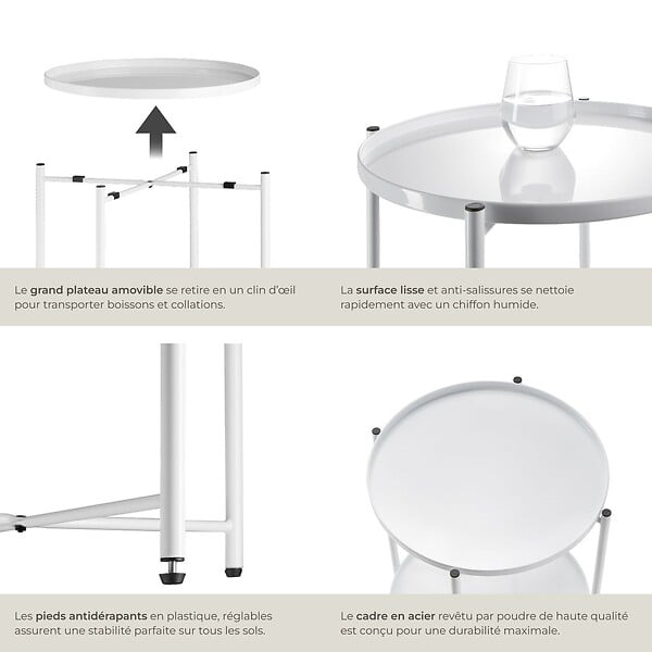 TECTAKE - Table d’appoint OXFORD blanc - large