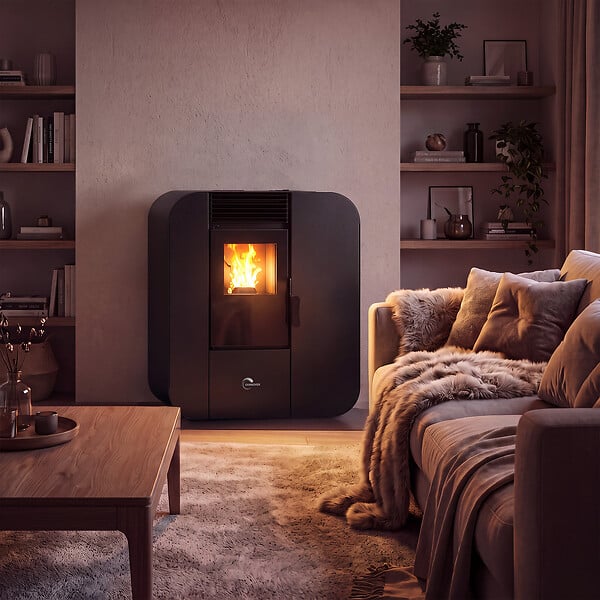 SANNOVER - Poêle à granulés Etanche Slim Astral 9,4 kW Noir Sannover + Kit d'installation - large