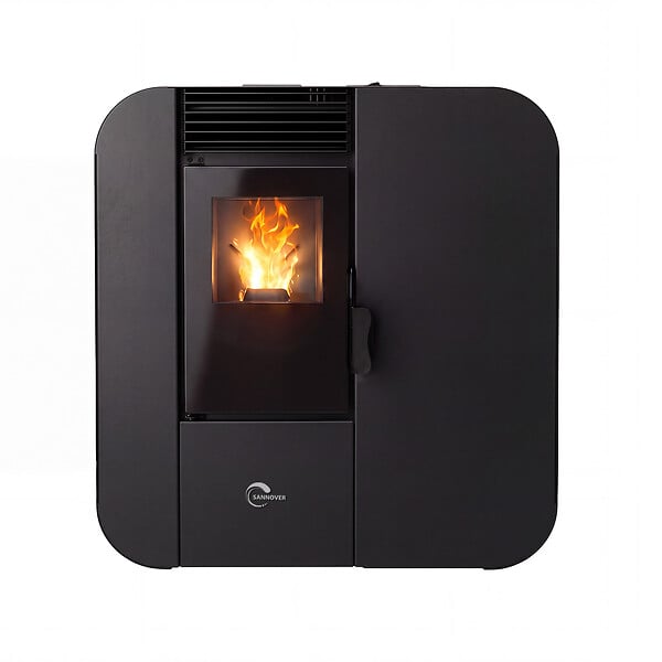 SANNOVER - Poêle à granulés Etanche Slim Astral 13,8 kW Noir Sannover + Kit d'installation - large