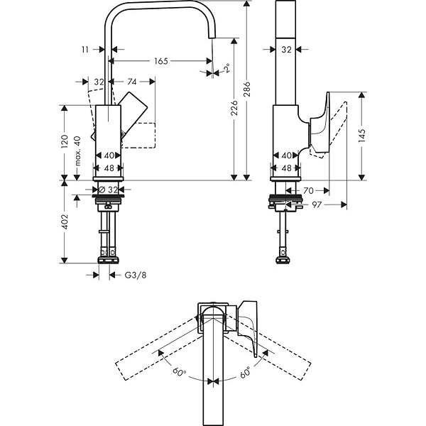 HANSGROHE - Mitigeur lavabo Metropol 230 poignée manette, bonde Push-Open bronze brossé - large