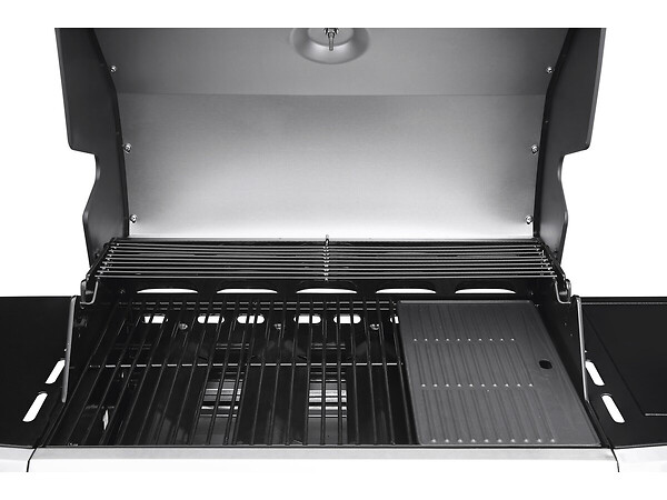 HABITAT ET JARDIN - Barbecue gaz avec LED "Bingo 5" - 5 Brûleurs dont 1 latéral - 15.2kW + Housse protection - Argenté - large