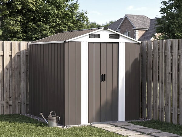 HABITAT ET JARDIN - Abri de jardin métal "Dallas" - 4,12 m² - Taupe - large