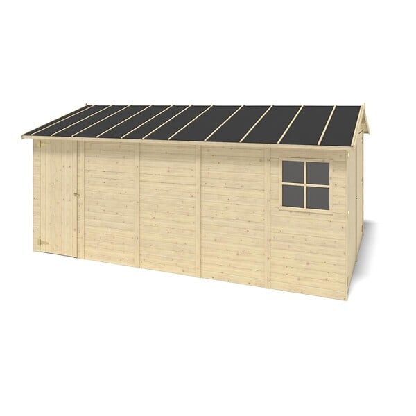 ALTANKA - Garage en bois - 14.94m2 - 3.05x4.93m - Ep. 18mm - couleur: naturel - GAR28 - large