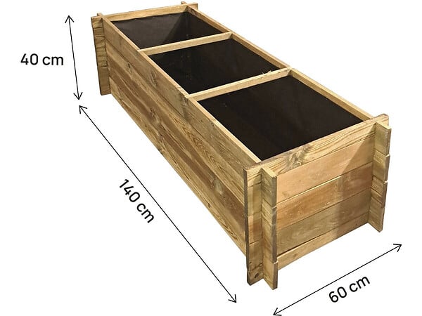 HABITAT ET JARDIN - Carré potager en bois "Dhalia" - 140 x 60 x 41 cm - large