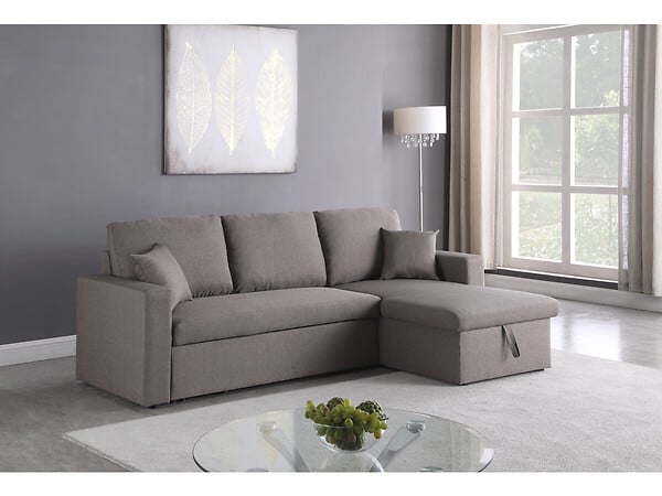 HABITAT ET JARDIN - Canapé d'angle convertible/ réversible avec coffre "Alain" - 3 places - Taupe - large