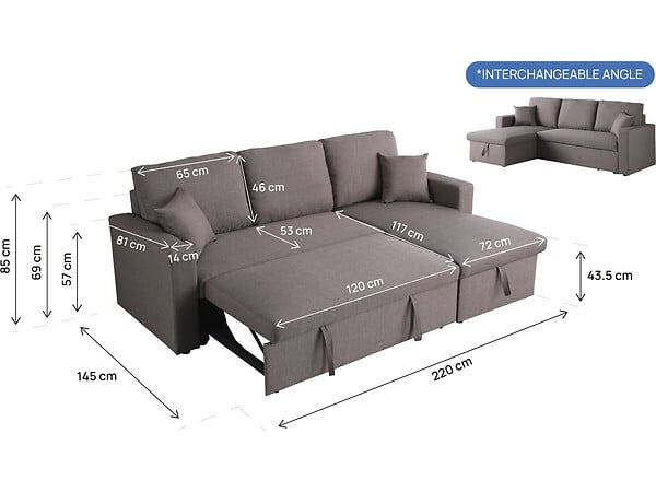 HABITAT ET JARDIN - Canapé d'angle convertible/ réversible avec coffre "Alain" - 3 places - Taupe - large
