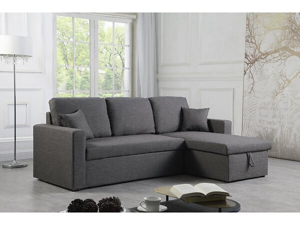 HABITAT ET JARDIN - Canapé d'angle convertible/ réversible avec coffre "Alain" - 3 places - Gris - large