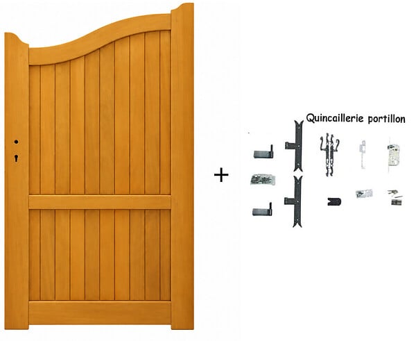 GD MENUISERIES - Portillon bois plein Méranti 1 m – Hauteur 1,60 à 1,80 m - large