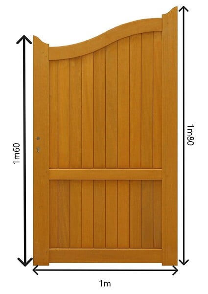 GD MENUISERIES - Portillon bois plein Méranti 1 m – Hauteur 1,60 à 1,80 m - large