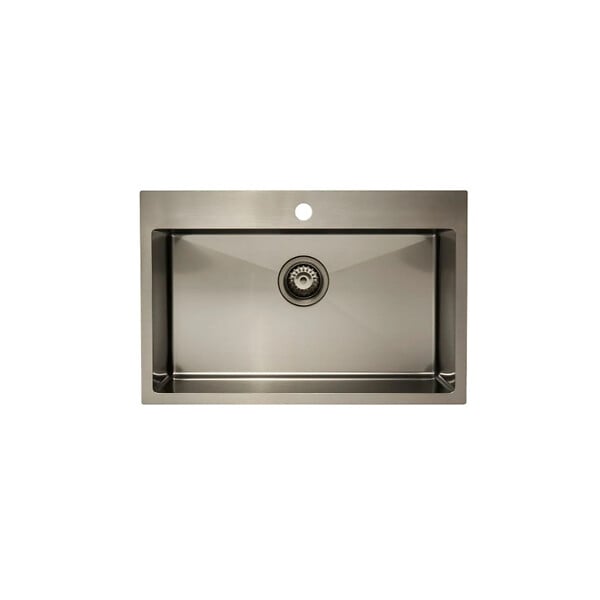 CERAMIA - Ceramia Timeless Évier de cuisine encastrable en inox 304, 68x45x21 cm, Gun Metal brossé PVD - large