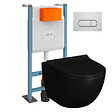 VITRA - Pack WC suspendu VitrA Sento noir + bâti autoportant V-Fix Core + Plaque Round chromé - vignette