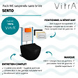 VITRA - Pack WC suspendu VitrA Sento noir + bâti autoportant V-Fix Core + Plaque Round chromé - vignette