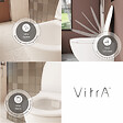 VITRA - Pack WC suspendu VitrA Sento blanc brillant + bâti autoportant V-Fix Core + Plaque Round or brossé - vignette