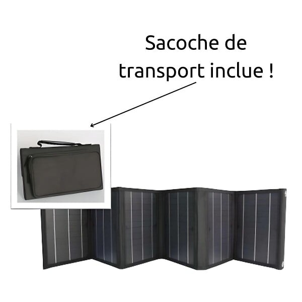 PROTEC - Panneau solaire portatif pliable SolarTec 60 - 60W 18V 3,3A - 6 pans monocristallins - Port USB A/C - Câble DC - Protec - large