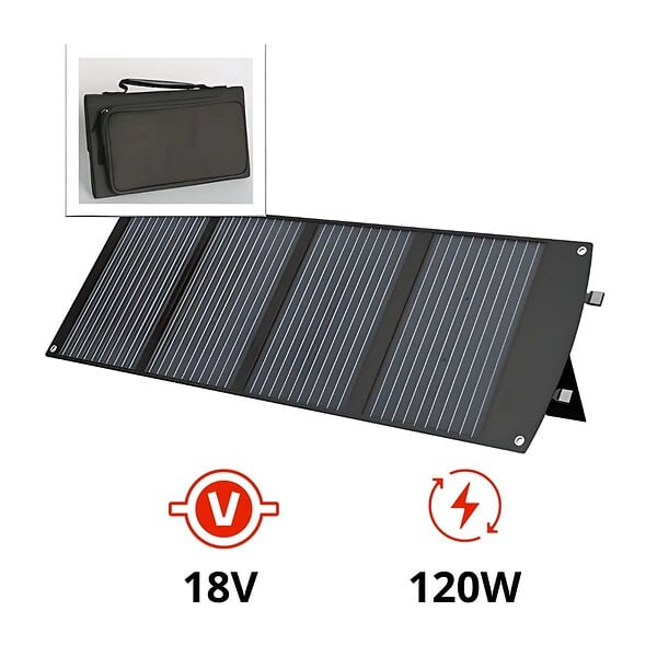 PROTEC - Panneau solaire portatif SolarTec 120W 18V 6,6A 4 pans monocristallins + USB A-C - Protec - large