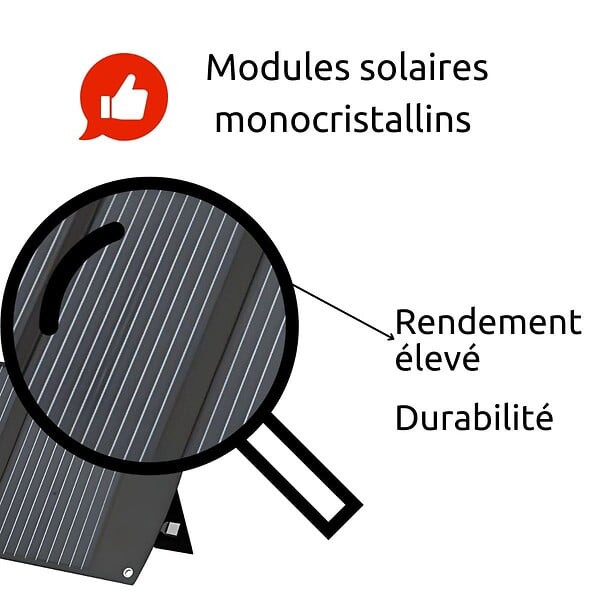 PROTEC - Panneau solaire portatif SolarTec 120W 18V 6,6A 4 pans monocristallins + USB A-C - Protec - large