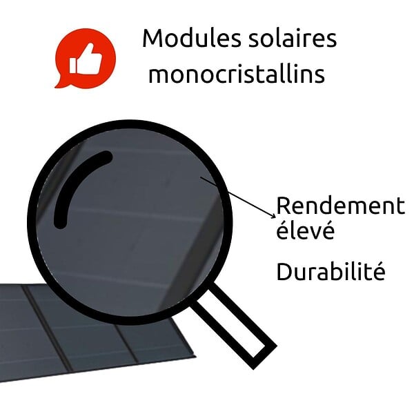 PROTEC - Panneau solaire portatif SolarTec 200 - 200w 18V 6,6A - 4 pans monocristallins - Port USB A-C - Câble DC - Protec - large