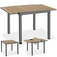TECTAKE - Table de jardin en aluminium extensible noir marron aspect bois 80 120 x 80 x 74 cm - vignette