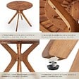 TECTAKE - Table de jardin Pollensa, ronde, résistante aux intempéries, en bois d'acacia massif marron - vignette