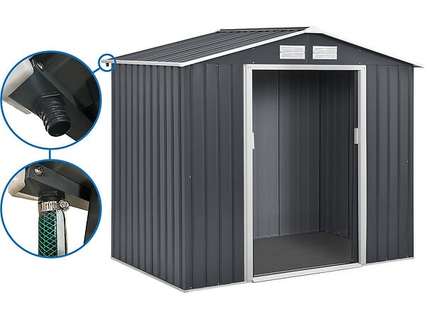 HABITAT ET JARDIN - Abri de jardin métal "Vegas" - 5,29 m2 (4,83 m2 au sol) - Gris - large