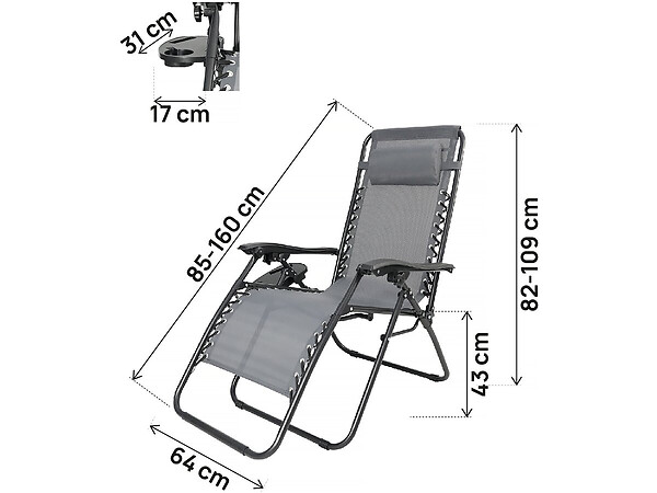 HABITAT ET JARDIN - Lot de 2 Fauteuils de jardin inclinable zéro gravité "Sintra" - Noir - large