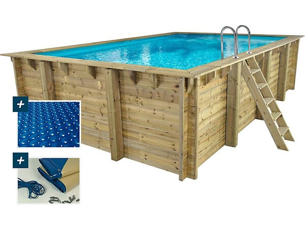 HABITAT ET JARDIN - Piscine bois rectangle " Panama 130 "- 6.20 x 4.10 x 1.31 m - large