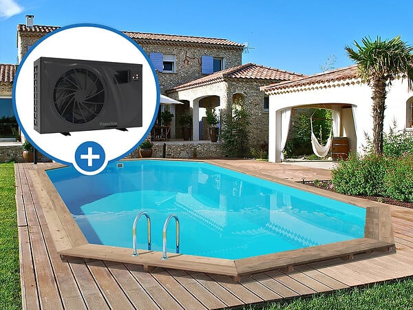 HABITAT ET JARDIN - Piscine bois " Palma 130 " - 7.57 x 4.07 x 1.31 m +  Bâche à bulles 180 µ + Bâche hiver 280 gr/m² - large
