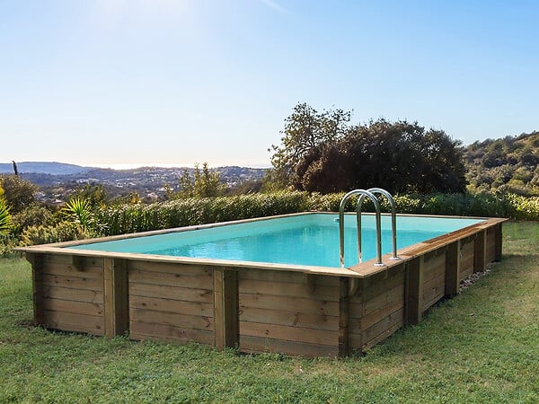 HABITAT ET JARDIN - Piscine bois en kit rectangle " Tampa 145 " - 7.20 x 4.20 x 1.44 m -  Bâche à bulles  400 µ - Bâche hiver  280 g/m² - large
