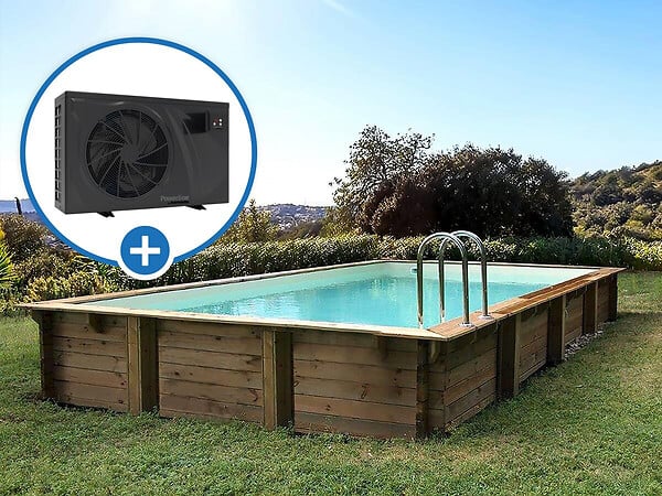 HABITAT ET JARDIN - Piscine bois en kit rectangle " Tampa 145 " - 7.20 x 4.20 x 1.44 m -  Bâche à bulles  400 µ - Bâche hiver  280 g/m² - large