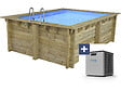 HABITAT ET JARDIN - Piscine bois rectangle " Maldives  " - 3.20 x 3.20 x 1.24  m + Bâche à bulles 180 µ - Bâche hiver 280 g/m² - vignette