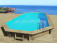 HABITAT ET JARDIN - Piscine bois " Sevilla 145 " - 8.57 x 4.57 x 1.45 m + Bâche à bulles 180 µ + Bâche hiver 280 gr/m² - vignette