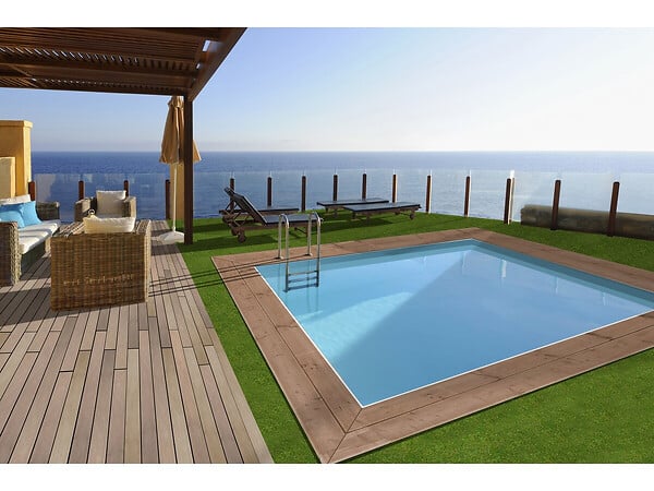 HABITAT ET JARDIN - Piscine bois rectangle " Caimans 140   " - 4.10 x 3.00 x 1.39 m - large