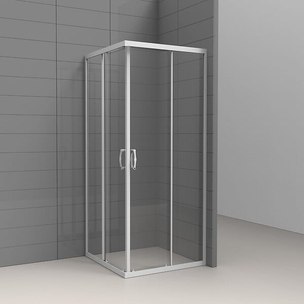 Angle de douche carré verre trempé de sécurité - 80x80cm - large
