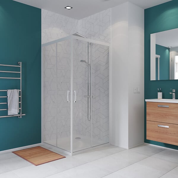 Angle de douche carré verre trempé de sécurité - 80x80cm - large