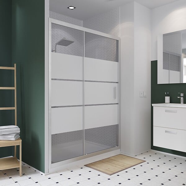 KINDFORD - Porte douche coulissante verre trempé dépoli - l100xH190cm - large