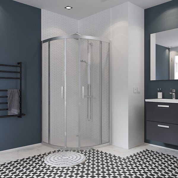 KINDFORD - Angle de douche quart de cercle verre transparent - 90x90cm - large