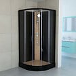 KINDFORD - Cabine de douche ronde verre et bambou - L90xH225xP90cm - vignette