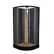 KINDFORD - Cabine de douche ronde verre et bambou - L90xH225xP90cm - vignette