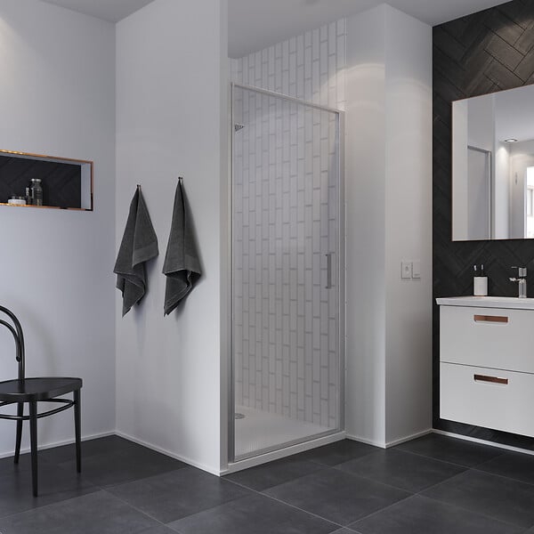 KINDFORD - Porte douche pivotante verre trempé transparent l80xH190cm - large