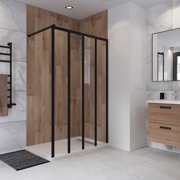 KINDFORD - Paroi de douche à l'italienne style industriel - 120x190cm - large