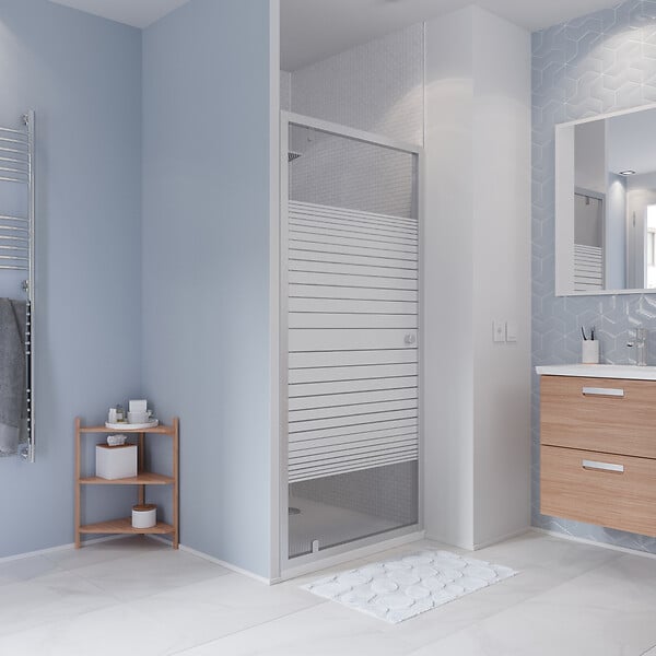 Porte de douche pivotante 4mm sérigraphiée - l80xH185cm - large