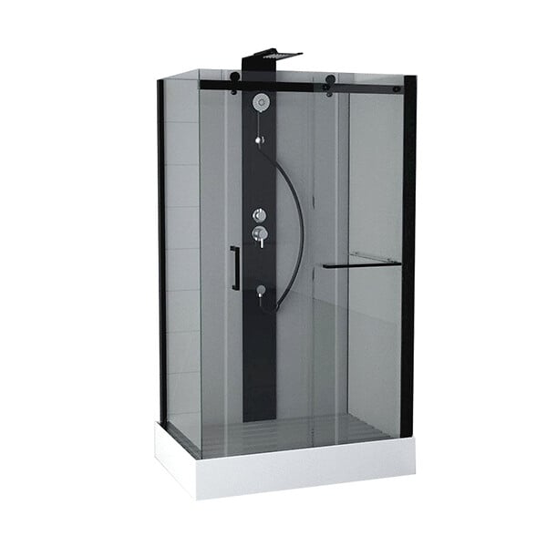 KINDFORD - Cabine de douche aluminium - Noir mat - L120xH220xP80cm - large