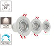 XANLITE - Pack 3 spots LED intégrés encastrables orientables et dimmables, 6W chacun, équivalent 50W, 345 lm, angle 36°, blanc neutre, 4000K, classe énergétique A+, 6 anneaux interchangeables blanc et silver - vignette