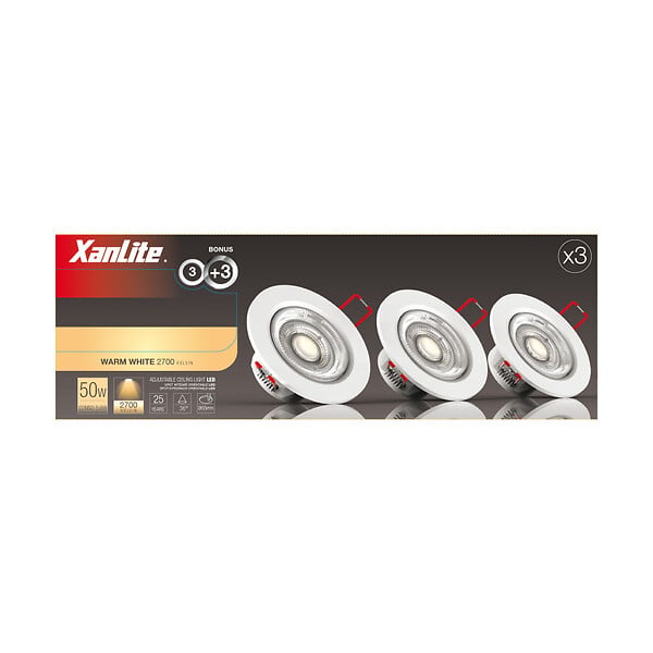 XANLITE - Pack 3 spots LED encastrables orientables - 5,6W - 345lm - large