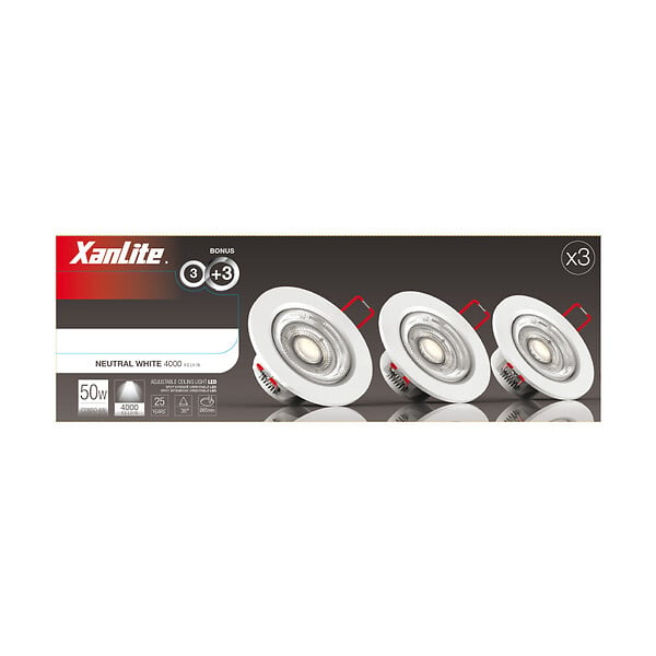 XANLITE - Pack 3 spots LED encastrables orientables - Blanc - 4.5W - large