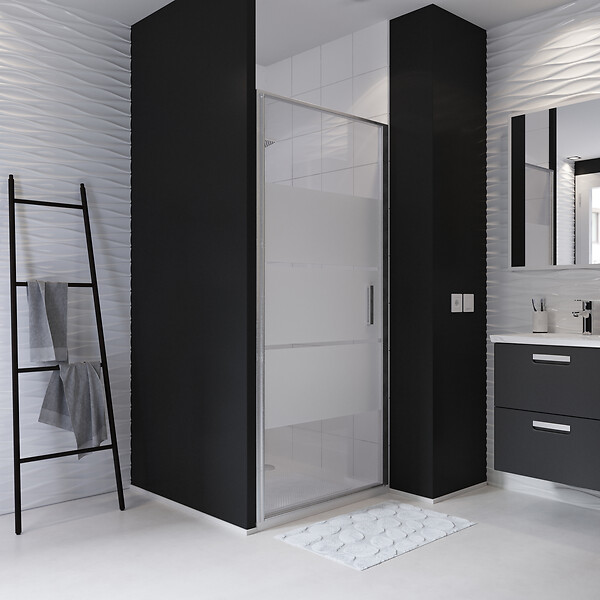 KINDFORD - Porte de douche pivotante verre trempé dépoli - l80xH190cm - large